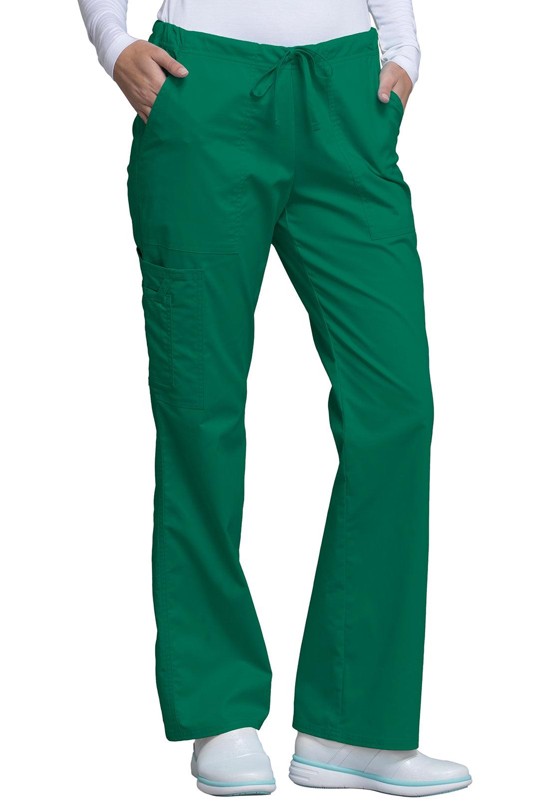 Cherokee Workwear Womens Petite Drawstring Pants - Hunter Green