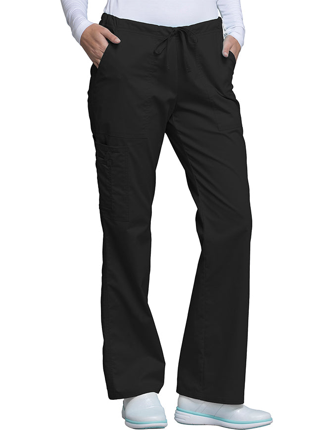 Cherokee Workwear Womens Drawstring Scrub Pants Black