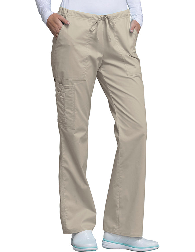 Cherokee Workwear Womens Drawstring Scrub Pants Khaki