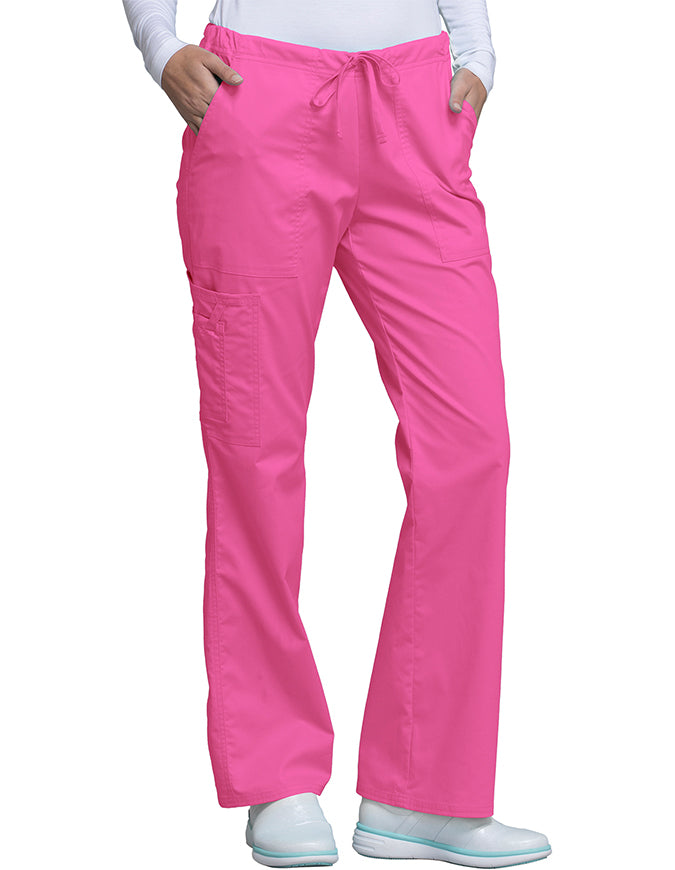 Cherokee Workwear Womens Drawstring Scrub Pants Shocking Pink