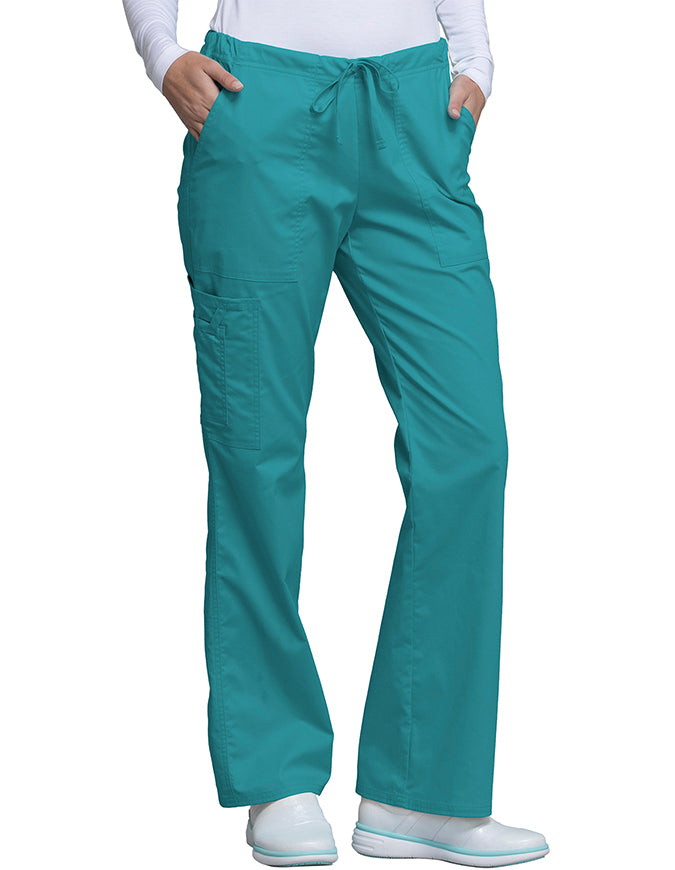 Cherokee Workwear Womens Drawstring Scrub Pants Teal Blue