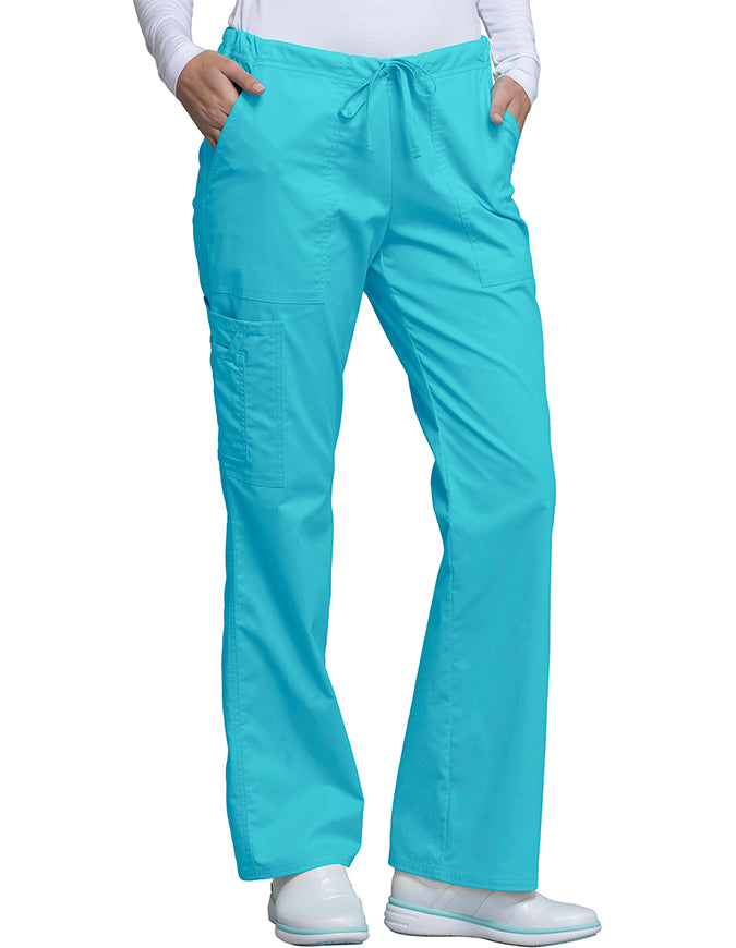 Cherokee Workwear Womens Drawstring Scrub Pants Turquoise