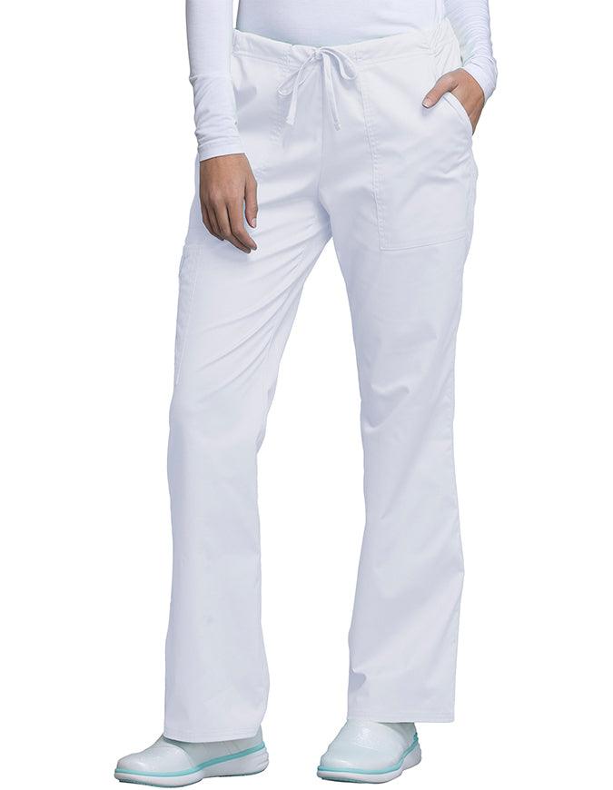 Cherokee Workwear Womens Petite Drawstring Pants - White