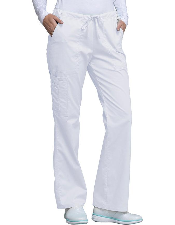 Cherokee Workwear Womens Petite Drawstring Pants - White