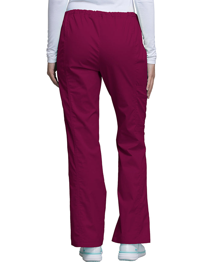 Cherokee Workwear Womens Drawstring Scrub Pants wine