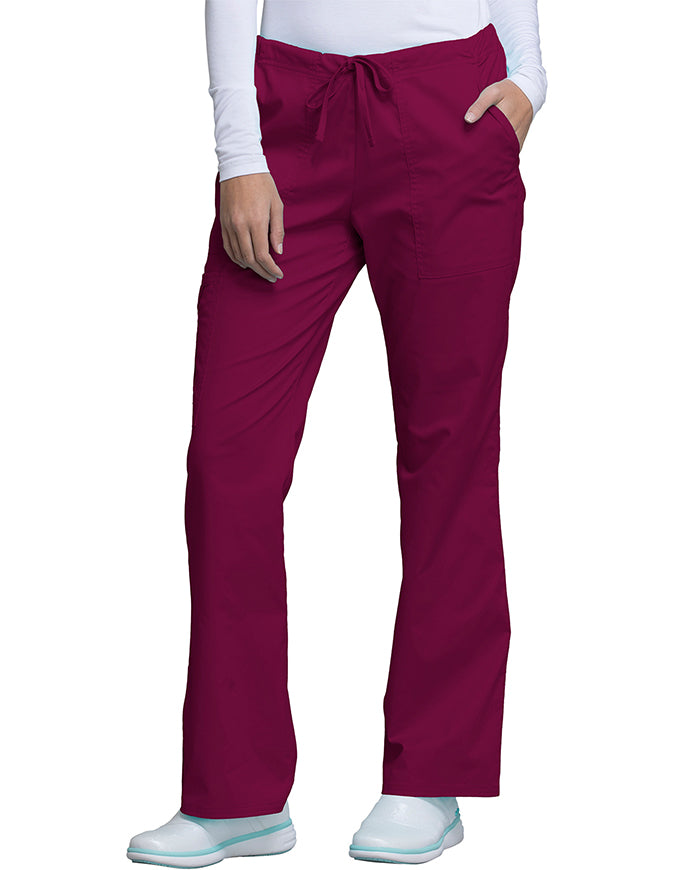 Cherokee Workwear Womens Drawstring Scrub Pants wine