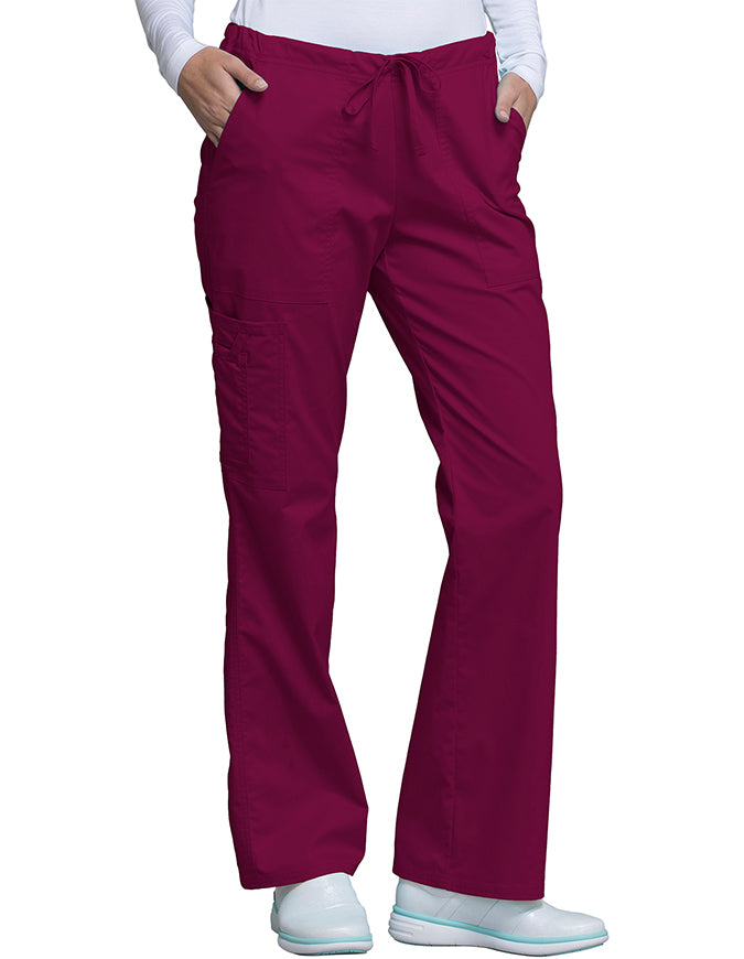 Cherokee Workwear Womens Drawstring Scrub Pants wine