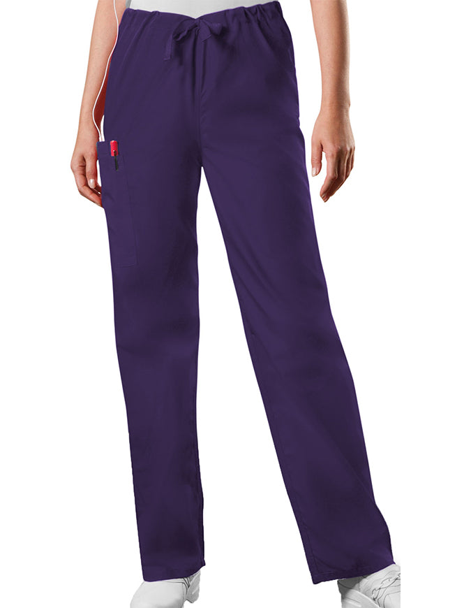 Cherokee Workwear Unisex Petite Drawstring Scrub Pants - New Eggplant