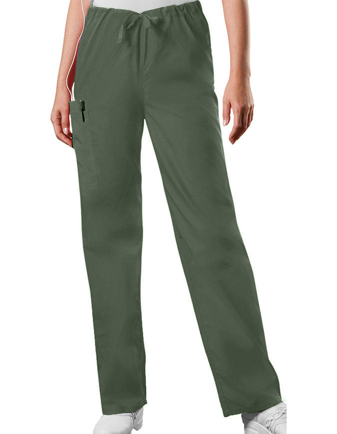 Cherokee Workwear Unisex Petite Drawstring Scrub Pants - Olive