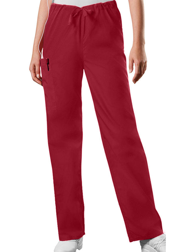 Cherokee Workwear Unisex Petite Drawstring Scrub Pants - Red