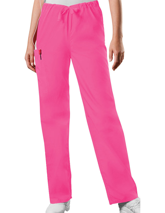 Cherokee Workwear Unisex Petite Drawstring Scrub Pants - Shocking Pink