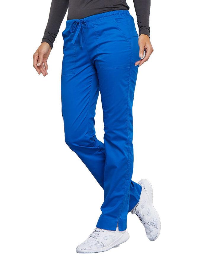 Cherokee Workwear Mid-Rise Slim Drawstring Pant Royal Blue