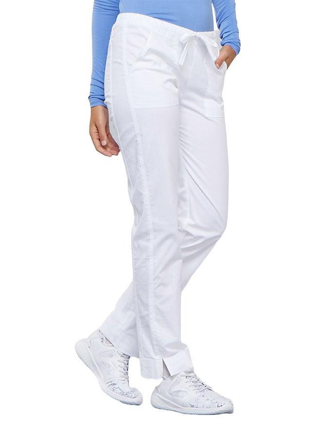 Cherokee Workwear Mid-Rise Slim Drawstring Pant White