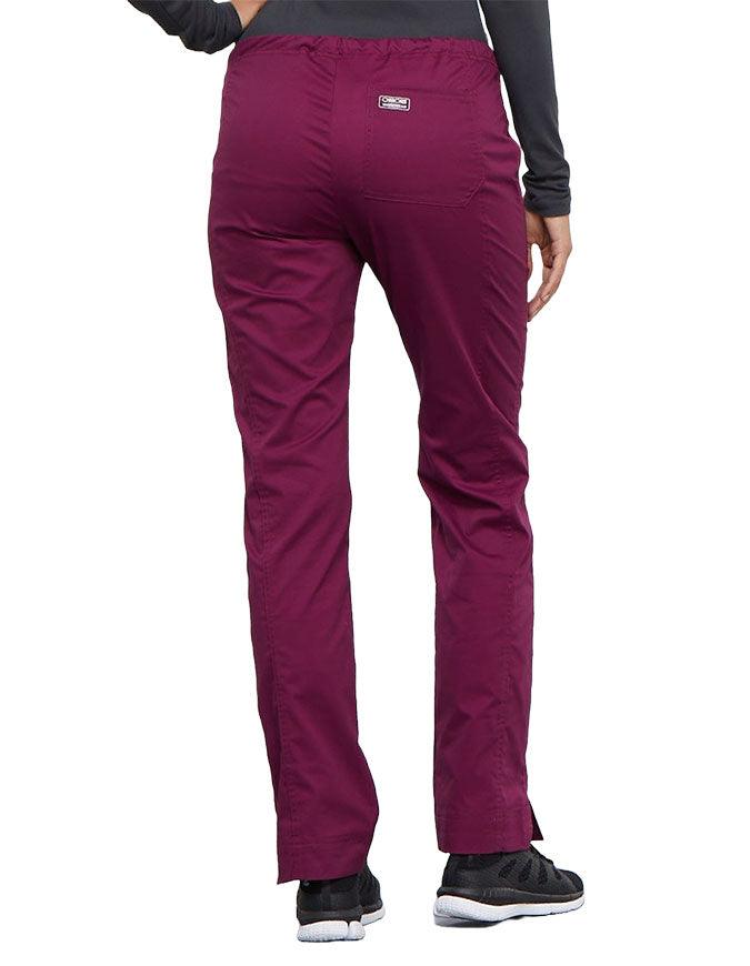 Cherokee Workwear Mid-Rise Slim Drawstring Pant Wine