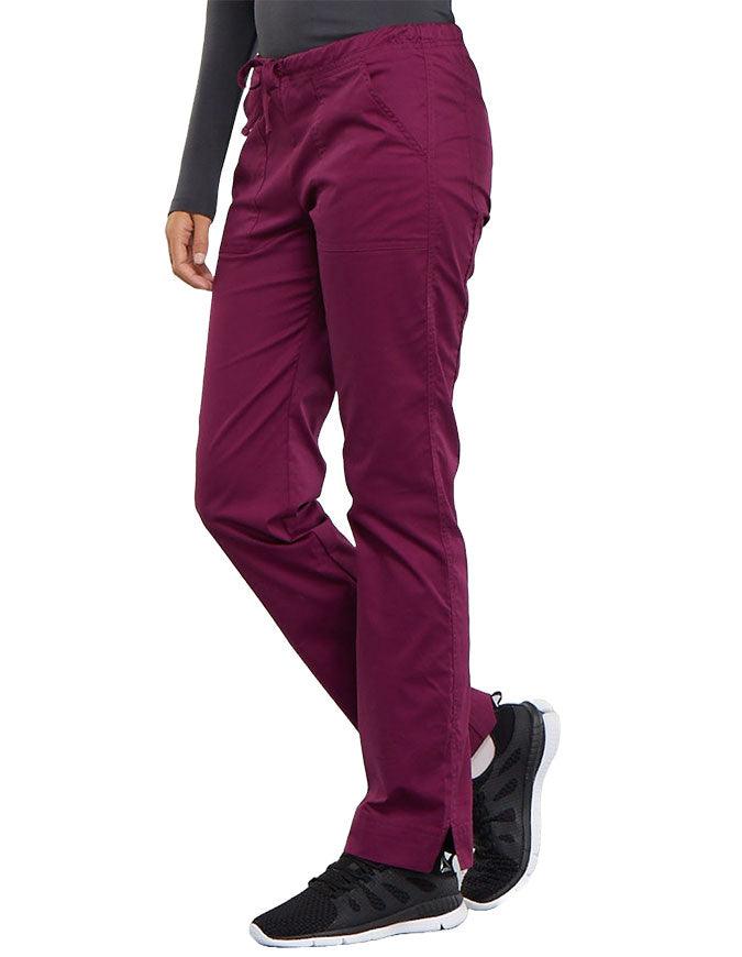 Cherokee Workwear Mid-Rise Slim Drawstring Pant Wine