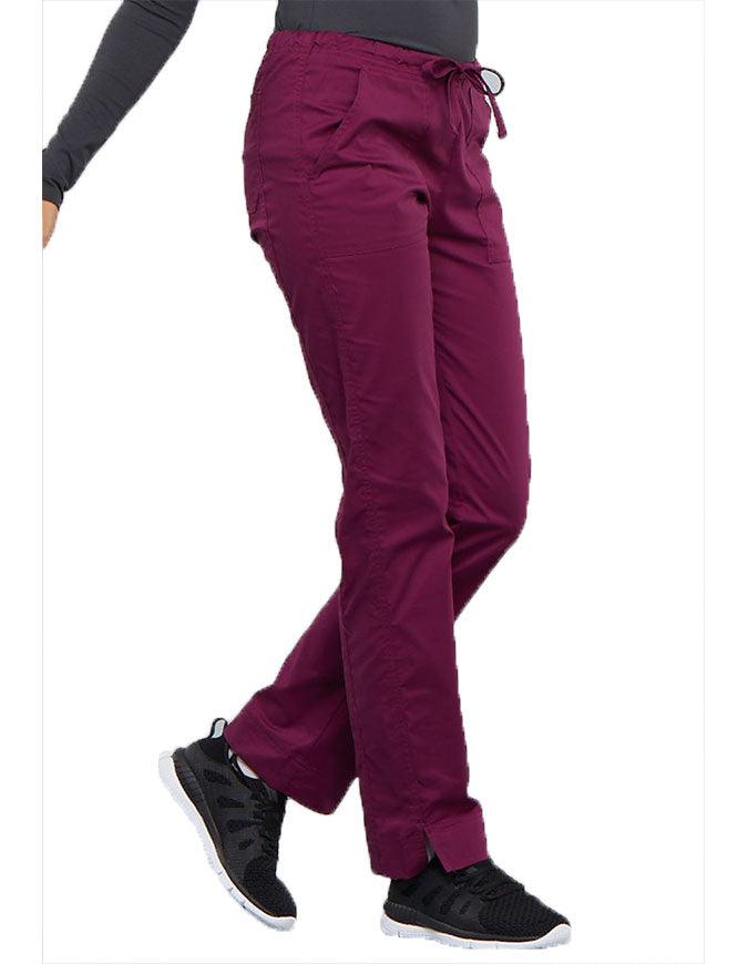 Cherokee Workwear Mid-Rise Slim Drawstring Pant Wine