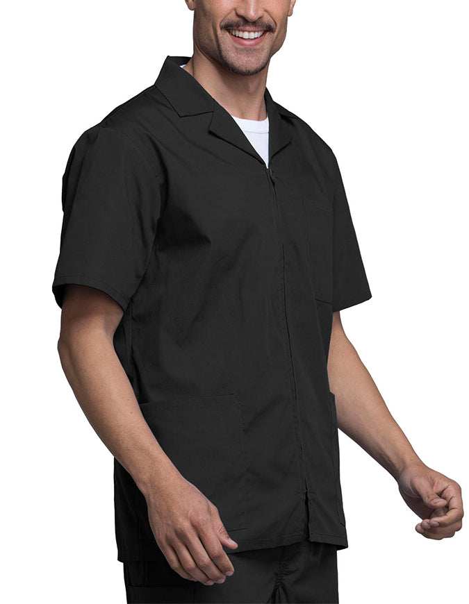 Cherokee 30.5 Inch Men's Three Pocket Zip Front Medical Scrub Jacket - Wine