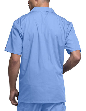 Cherokee 30.5 Inch Men's Three Pocket Zip Front Medical Scrub Jacket - ciel