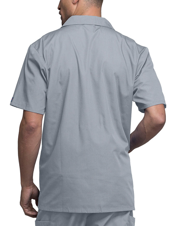 Cherokee 30.5 Inch Men's Three Pocket Zip Front Medical Scrub Jacket - Grey