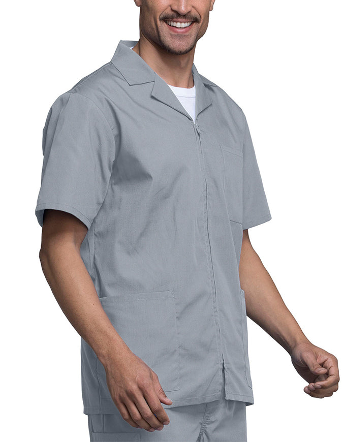 Cherokee 30.5 Inch Men's Three Pocket Zip Front Medical Scrub Jacket - Grey