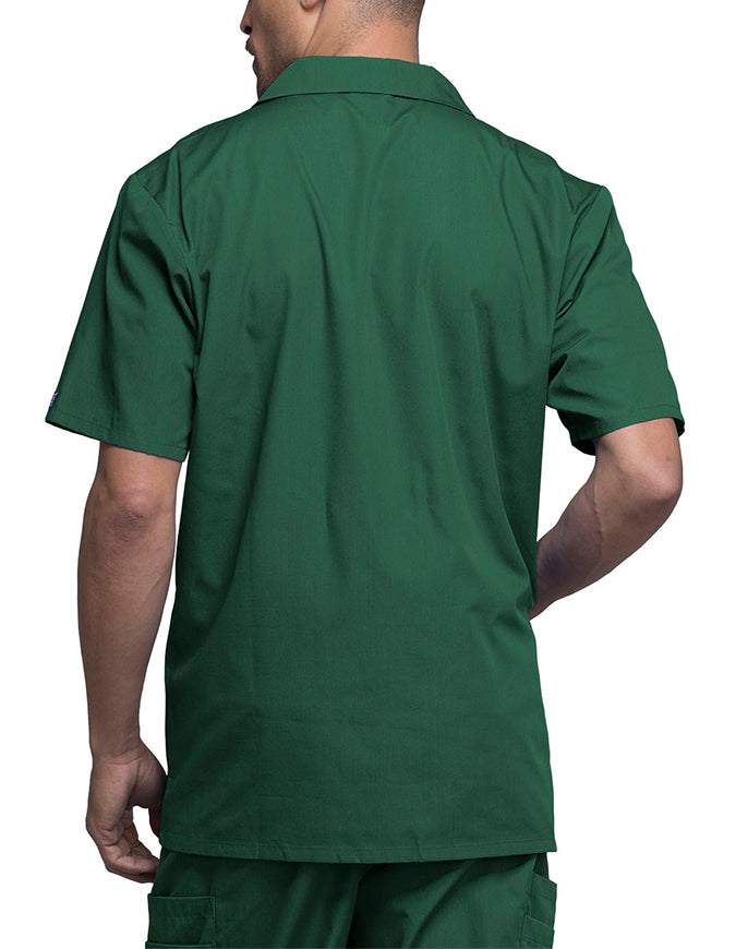 Cherokee 30.5 Inch Men's Three Pocket Zip Front Medical Scrub Jacket - Hunter Green