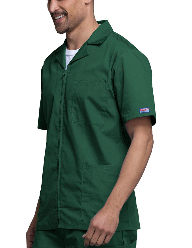 Cherokee 30.5 Inch Men's Three Pocket Zip Front Medical Scrub Jacket - Hunter Green