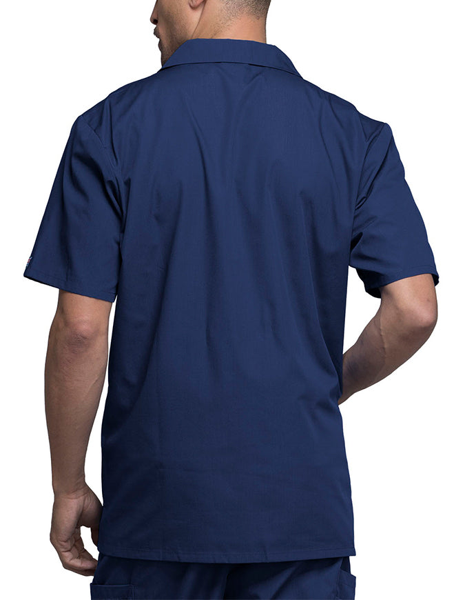 Cherokee 30.5 Inch Men's Three Pocket Zip Front Medical Scrub Jacket - Navy