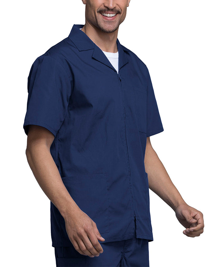 Cherokee 30.5 Inch Men's Three Pocket Zip Front Medical Scrub Jacket - Navy