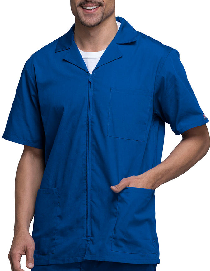 Cherokee 30.5 Inch Men's Three Pocket Zip Front Medical Scrub Jacket - Royal