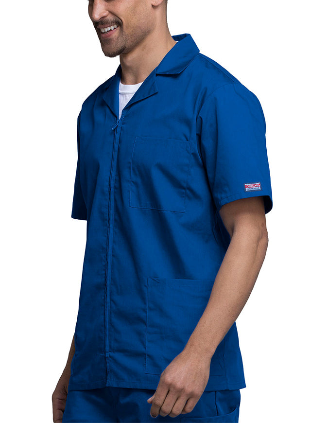 Cherokee 30.5 Inch Men's Three Pocket Zip Front Medical Scrub Jacket - Royal