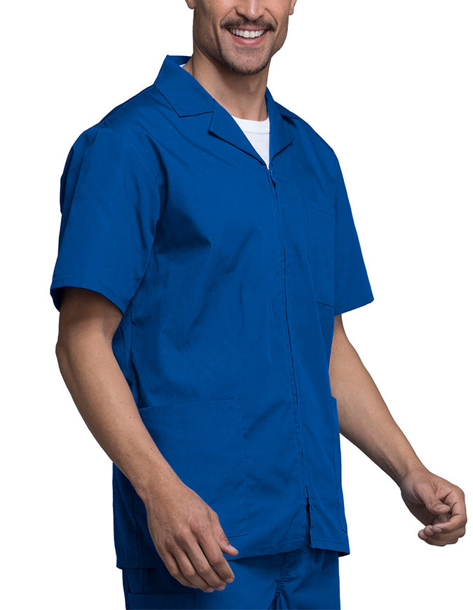 Cherokee 30.5 Inch Men's Three Pocket Zip Front Medical Scrub Jacket - Royal