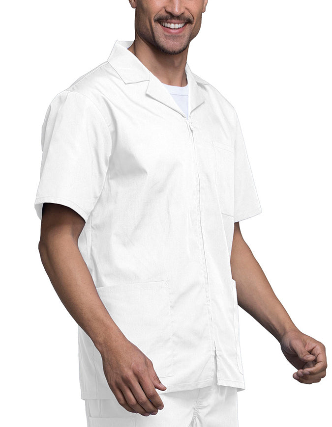 Cherokee 30.5 Inch Men's Three Pocket Zip Front Medical Scrub Jacket  - white