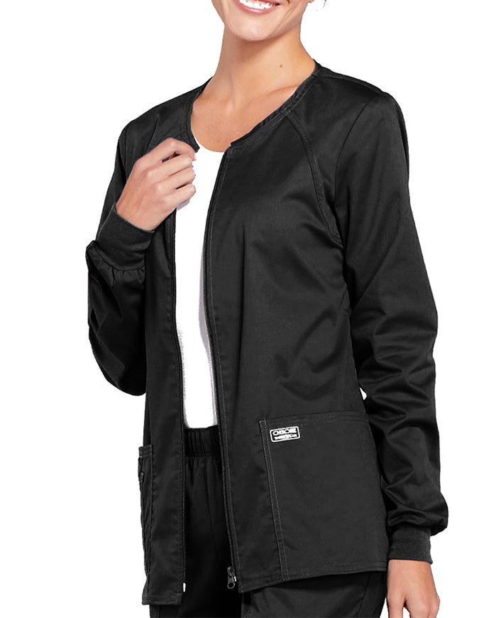 Cherokee Workwear Women's Zip Front Warm Up Jacket Black