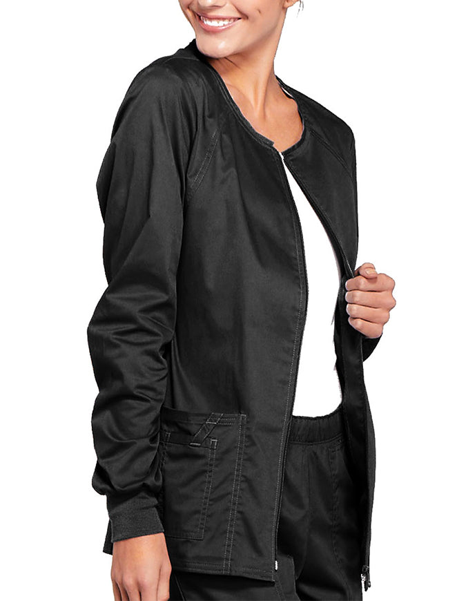 Cherokee Workwear Women's Zip Front Warm Up Jacket Black