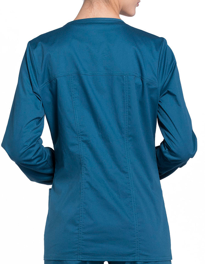 Cherokee Workwear Women's Zip Front Warm Up Jacket - Caribbean Blue