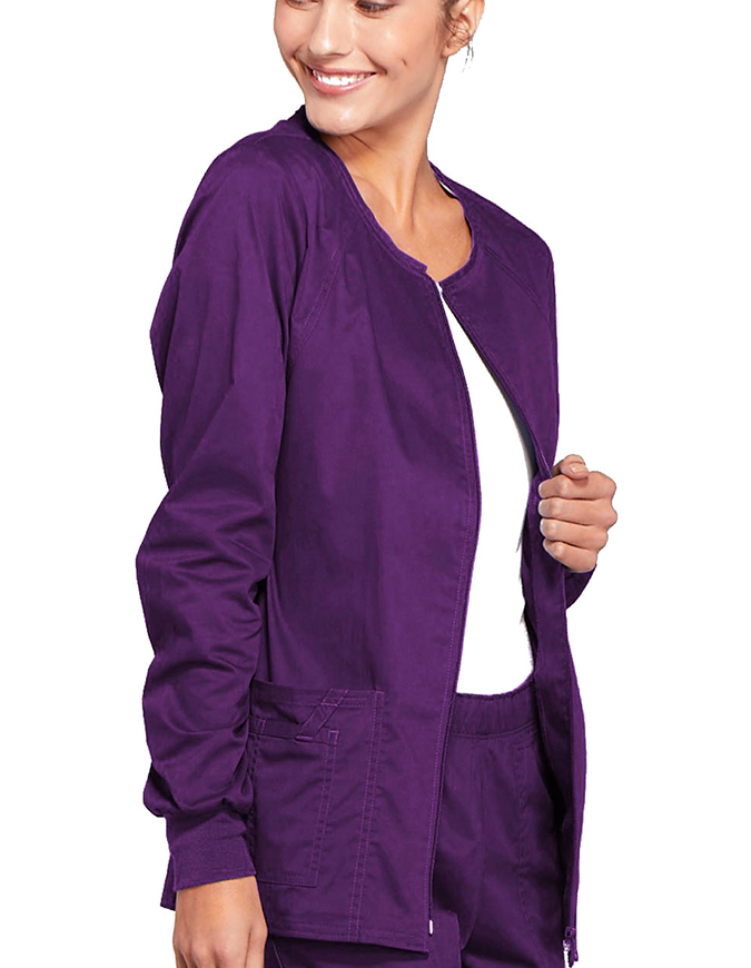 Cherokee Workwear Women's Zip Front Warm Up Jacket - Eggplant