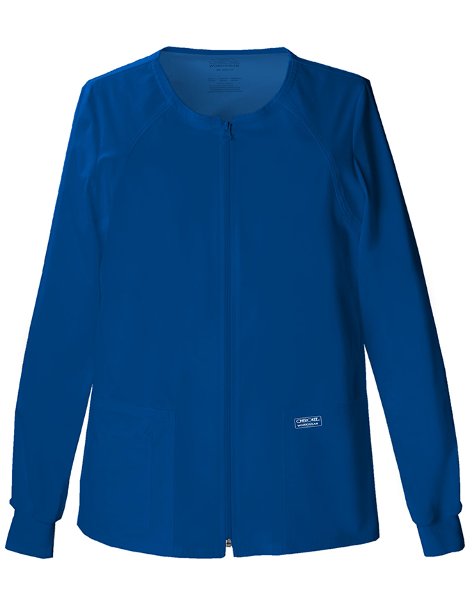 Cherokee Workwear Women's Zip Front Warm Up Jacket - Galaxy Blue