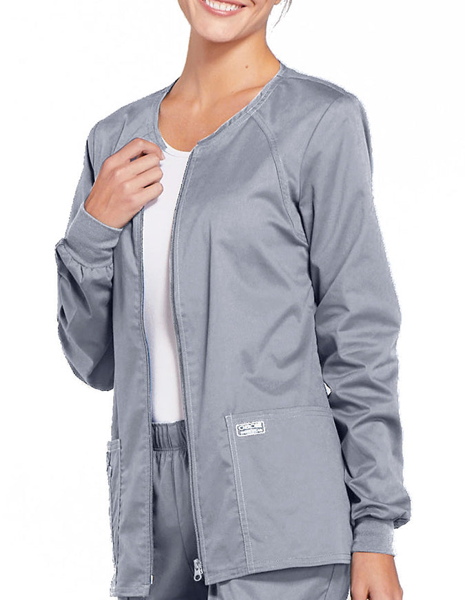 Cherokee Workwear Women's Zip Front Warm Up Jacket - Grey