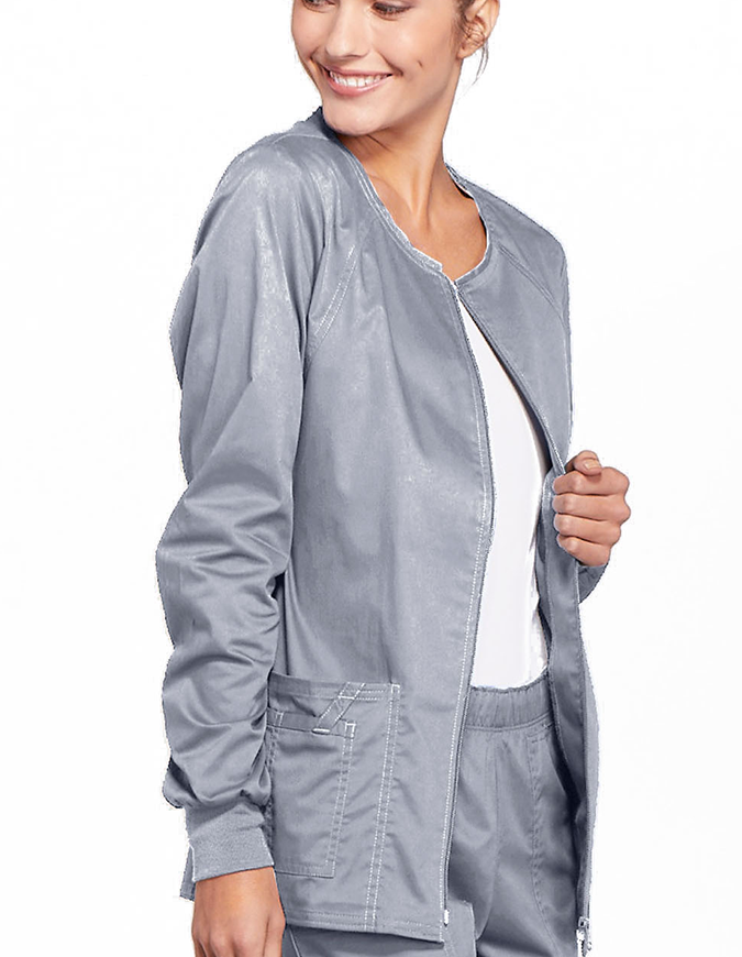 Cherokee Workwear Women's Zip Front Warm Up Jacket - Grey