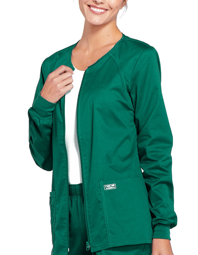 Cherokee Workwear Women's Zip Front Warm Up Jacket - Hunter