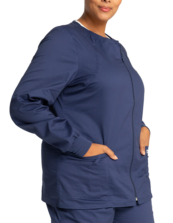 Cherokee Workwear Women's Zip Front Warm Up Jacket Navy