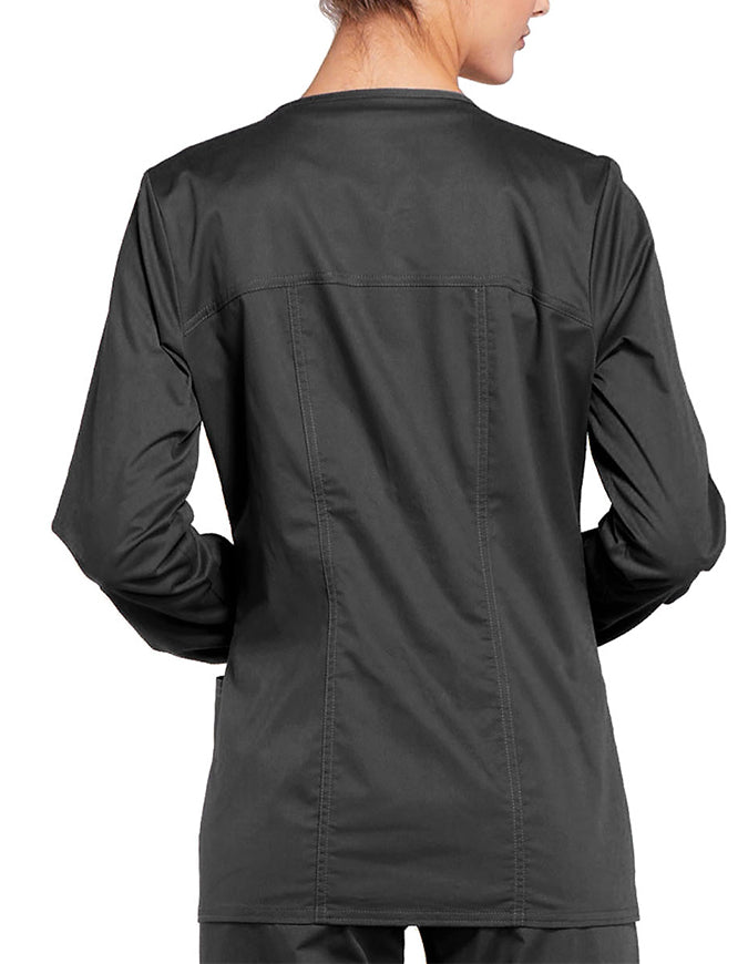 Cherokee Workwear Women's Zip Front Warm Up Jacket Pewter