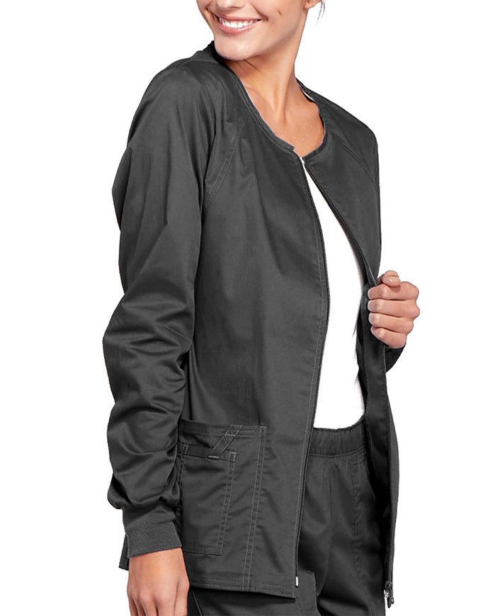 Cherokee Workwear Women's Zip Front Warm Up Jacket Pewter