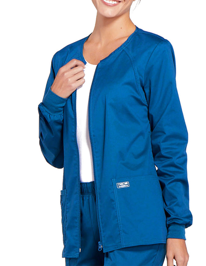 Cherokee Workwear Women's Zip Front Warm Up Jacket - Royal