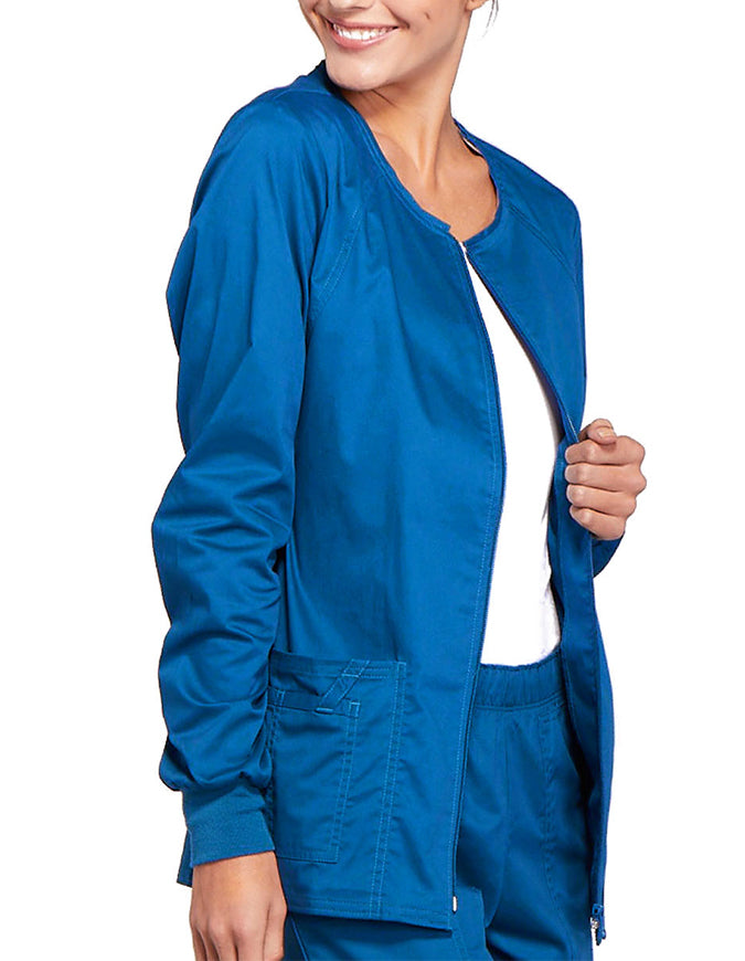 Cherokee Workwear Women's Zip Front Warm Up Jacket - Royal