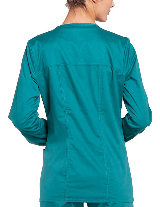 Cherokee Workwear Women's Zip Front Warm Up Jacket - Teal Blue