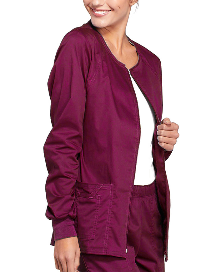 Cherokee Workwear Women's Zip Front Warm Up Jacket wine