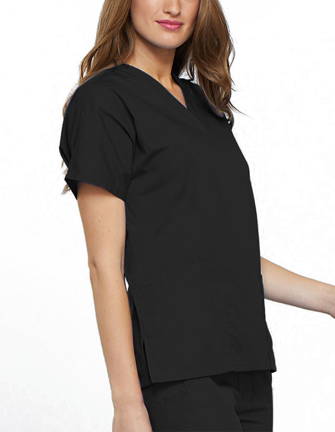 Cherokee Workwear Women's V-neck Solid Scrub Top Black