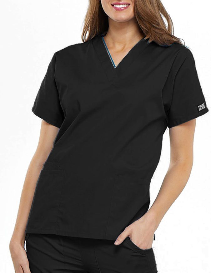 Cherokee Workwear Women's V-neck Solid Scrub Top - Black