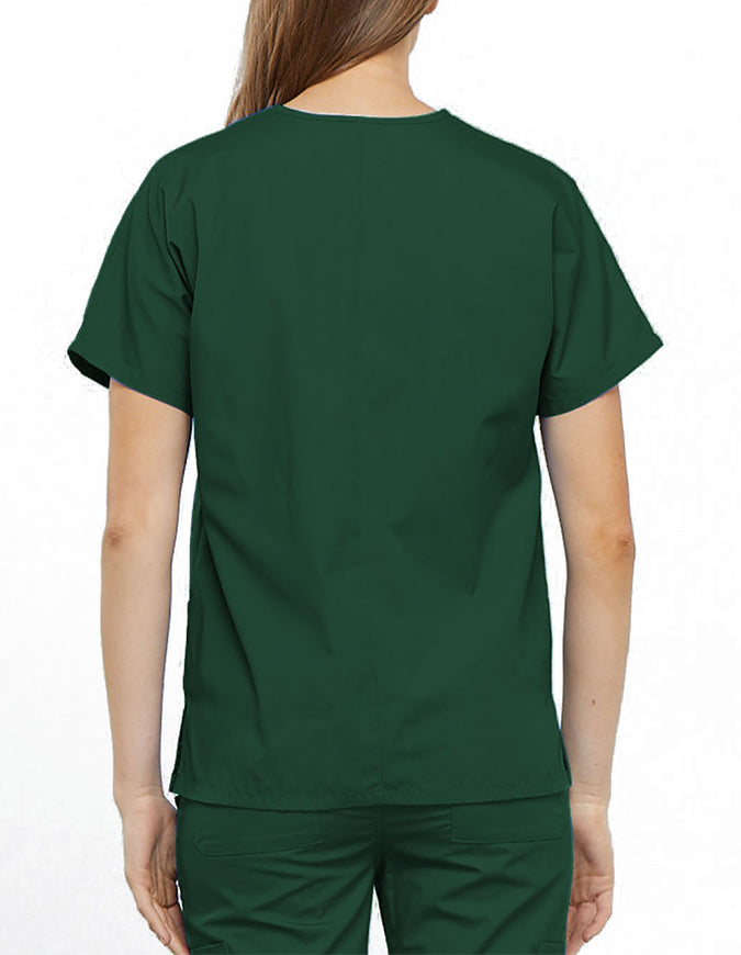 Cherokee Workwear Women's V-neck Solid Scrub Top Hunter Green